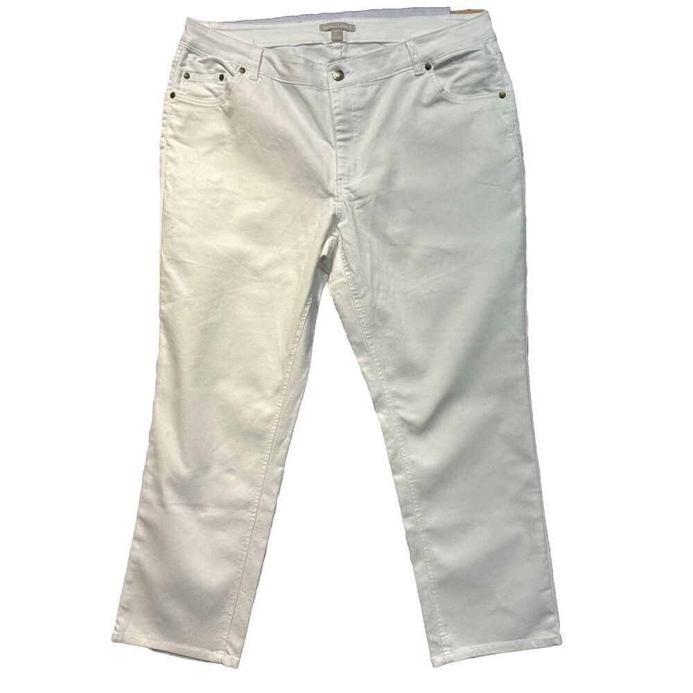 Woman Within White Jeans 18W Petite NWOT Stretch Denim Straight Leg 18WP